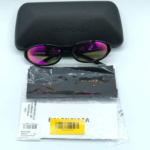 Balenciaga BB0007S Black Violet Sunglasses - Picture 1 of 14